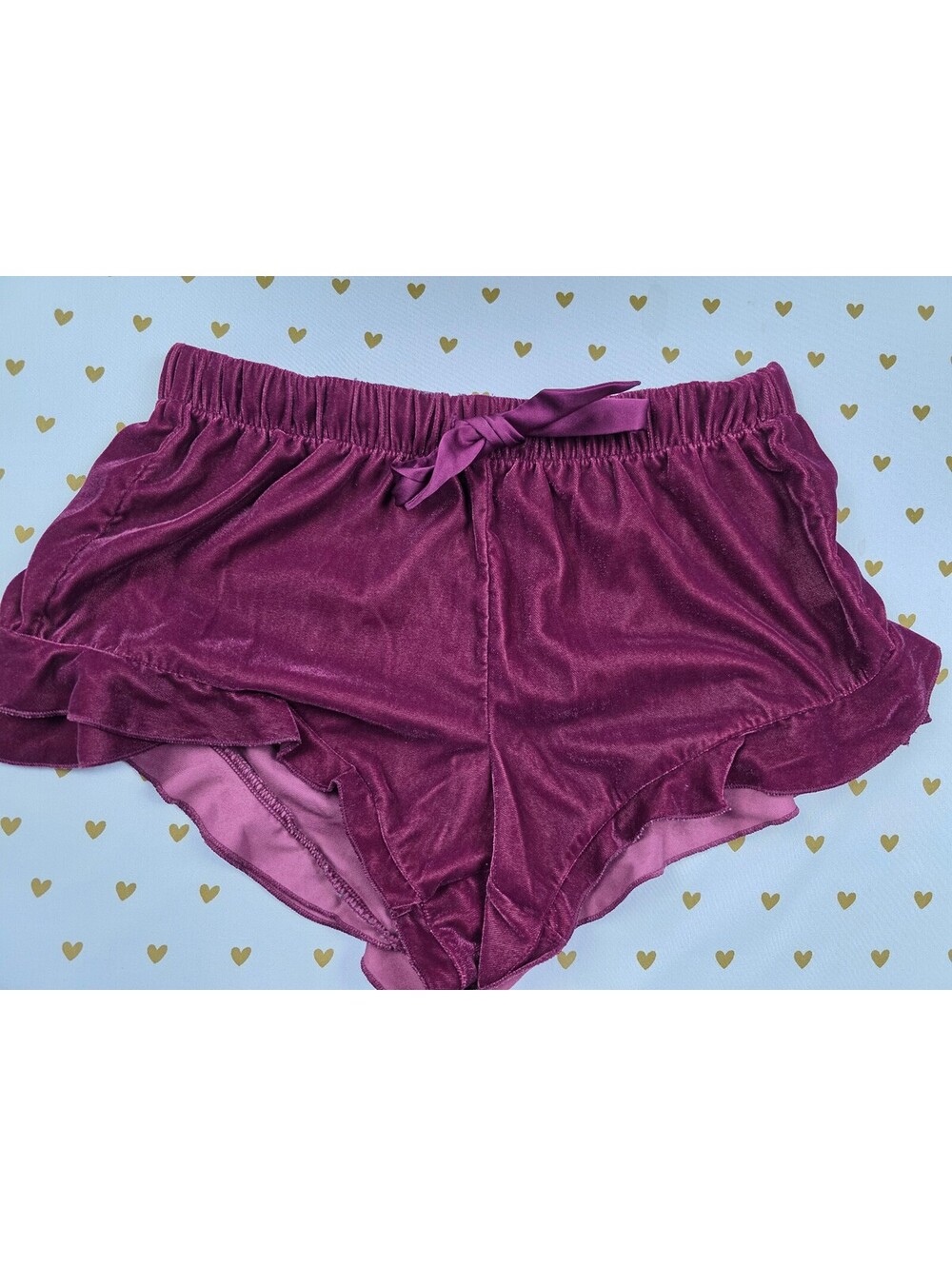 Victorias Secret Maroon Velvet XS Sleep Shorts Boxers Pajama Bottoms
